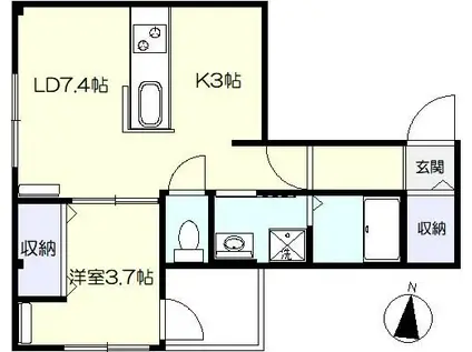 サンパレス(1LDK/3階)の間取り写真