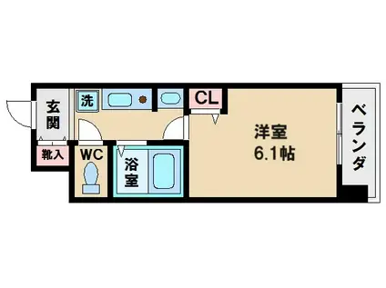 エステムコート四天王寺夕陽丘(1K/4階)の間取り写真