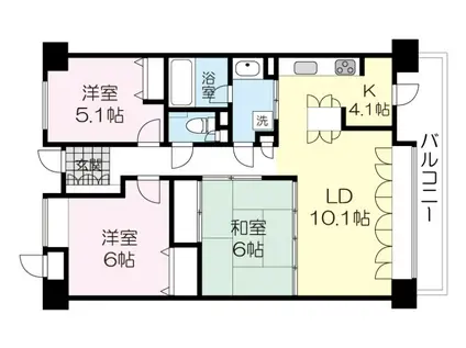 上杉五丁目シティハウスA(3LDK/3階)の間取り写真