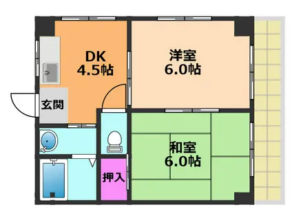 コーラルハイツ(2K/1階)の間取り写真