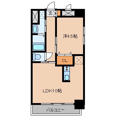 ローゼンコート禄屋(1LDK/3階)の間取り写真