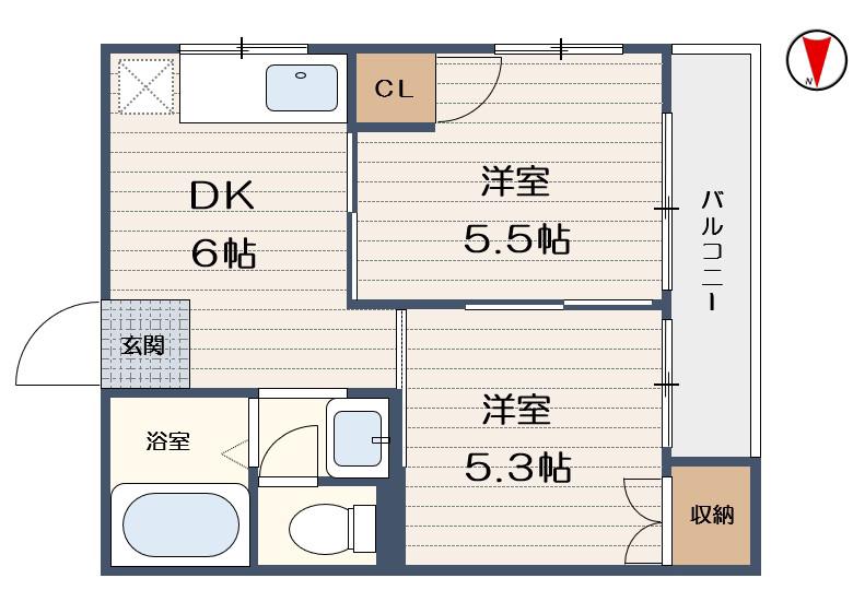 メゾン天の川(2DK/2階)の間取り写真