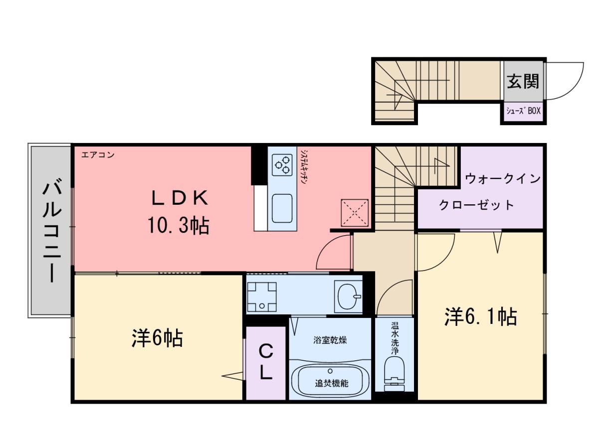 エピナール21 B棟(2LDK/2階)の間取り写真