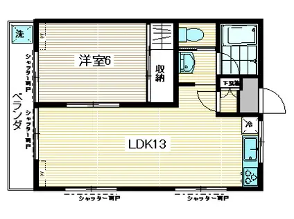 貸コーポ 1LDK 中馬込2丁目(1LDK/2階)の間取り写真