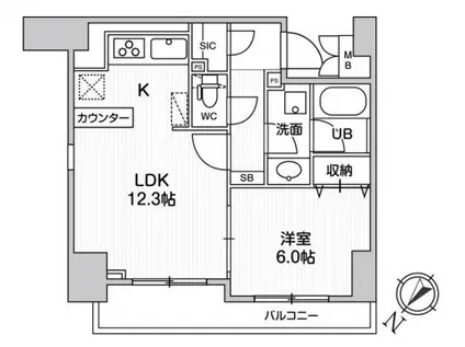 ルニック日本橋(1LDK/3階)の間取り写真