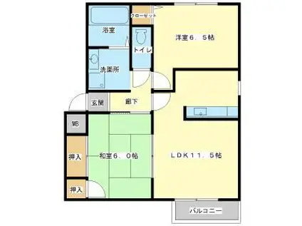 パセオ広畑I(2LDK/2階)の間取り写真
