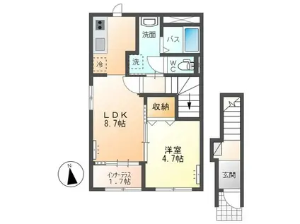 クレリア(1LDK/2階)の間取り写真