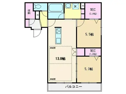 SYLVAN和光(2LDK/3階)の間取り写真