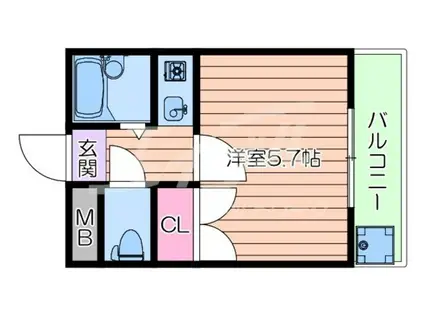 ナポレオン1世(1K/4階)の間取り写真