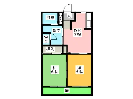 コーポYS 5(2DK/1階)の間取り写真