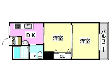 第5三和マンション(2DK/4階)の間取り写真