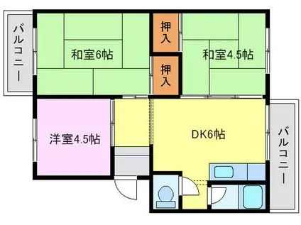 第1ミツルマンション(3DK/3階)の間取り写真