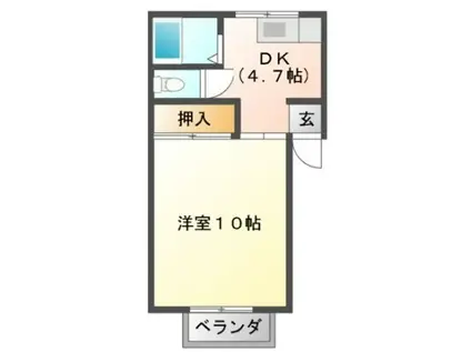 メゾンキャッスル(1K/2階)の間取り写真