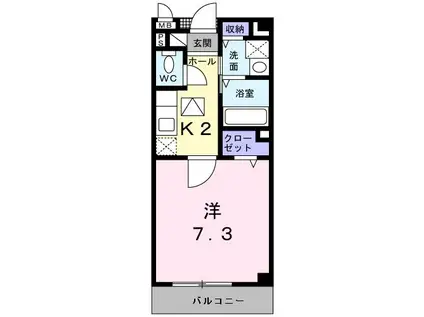 グリーンウィンド(1K/2階)の間取り写真