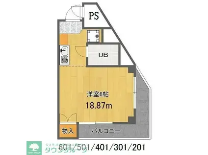 Uトピア高幡不動(ワンルーム/3階)の間取り写真