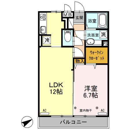 カーサ・プリメーラ(1LDK/2階)の間取り写真