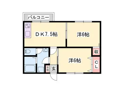 エスポワールメゾン(2DK/2階)の間取り写真