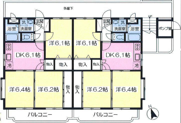 アンジュレーサクラノII(3DK/2階)の間取り写真