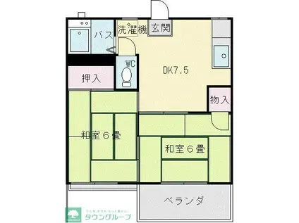 清水ハイツ(2DK/2階)の間取り写真