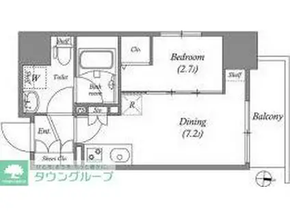 GRANPASEO森下(1DK/4階)の間取り写真