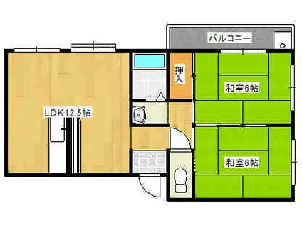マンションスカイピア(2LDK/2階)の間取り写真