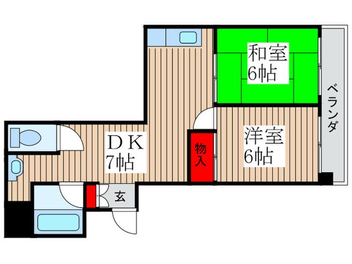 マンション第八松戸(2DK/6階)の間取り写真