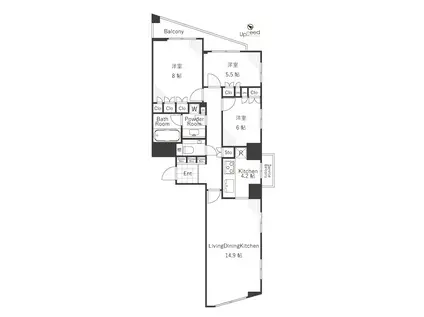 ファーストリアルタワー新宿(3LDK/31階)の間取り写真