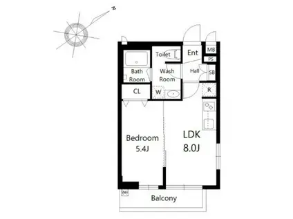 REFRAME 5 池尻大橋(1LDK/2階)の間取り写真