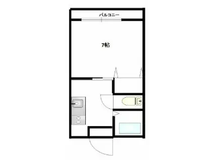 熊本市中央区白山2丁目(1K/1階)の間取り写真