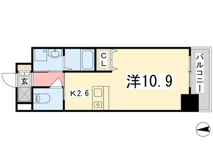 インタービレッジ高岡駅前(ワンルーム/1階)の間取り写真