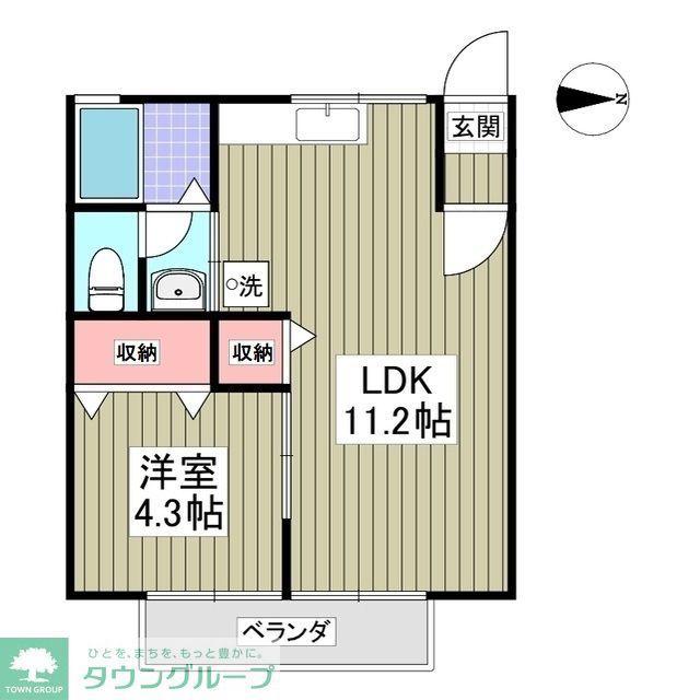 スプリングハイツ(1K/2階)の間取り写真