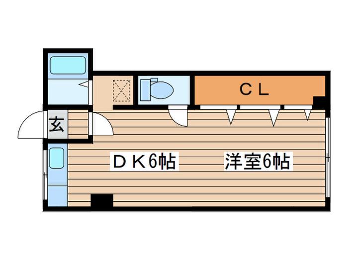 大石ビル(1DK/2階)の間取り写真