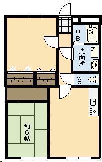 リージングマンション B棟(2LDK/2階)の間取り写真