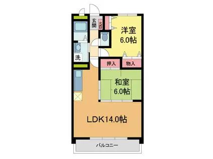 シェリール苦楽園I(2LDK/1階)の間取り写真