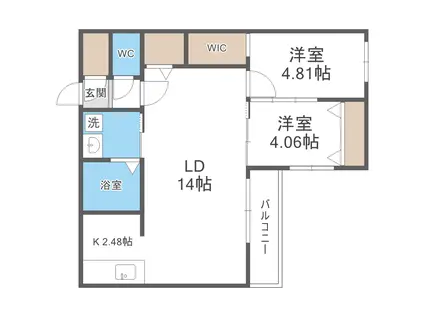トゥルースホーム手稲本町(2LDK/4階)の間取り写真