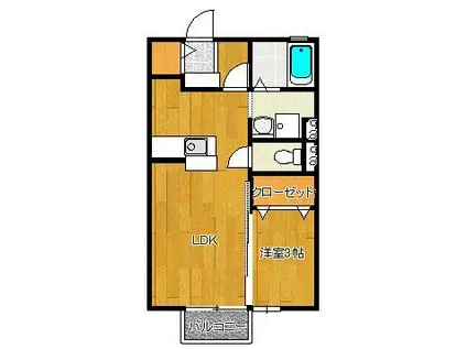 グラシューズ B棟(1LDK/1階)の間取り写真