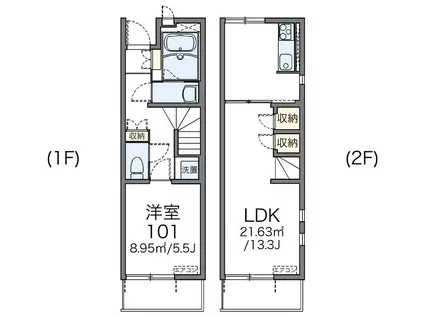 レオネクストREN(1LDK/1階)の間取り写真