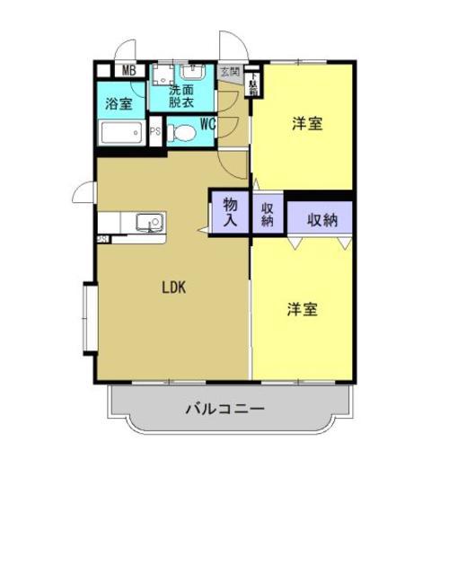 グランメールK(2LDK/2階)の間取り写真
