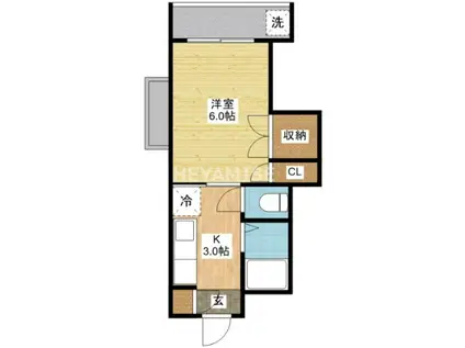 キャッスル東山手(1K/2階)の間取り写真