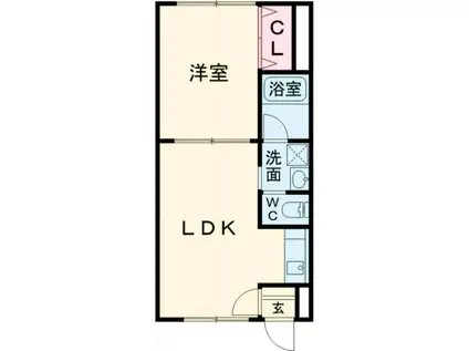 ピュアパレス桔梗(1LDK/4階)の間取り写真