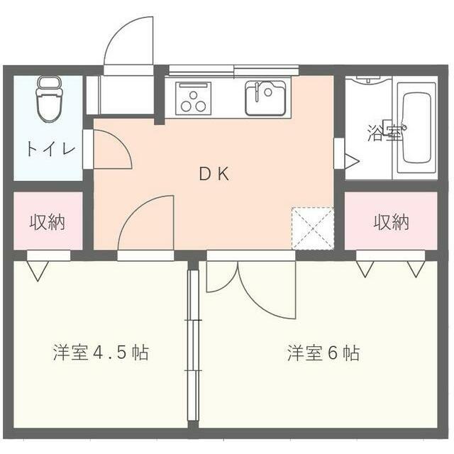 みどりコーポ(2DK/1階)の間取り写真