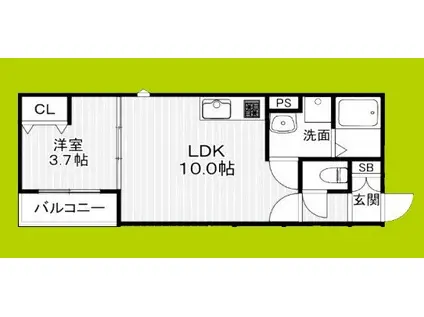 AGRE石橋(1LDK/1階)の間取り写真