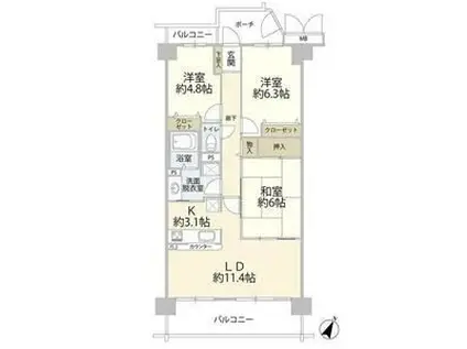 エステシティ船橋三番館(3LDK/14階)の間取り写真