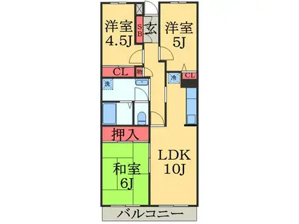 アンリベールⅡ(3LDK/3階)の間取り写真