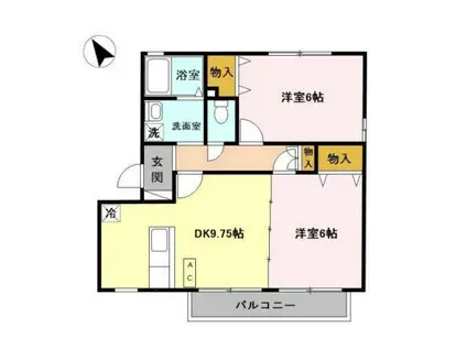 フェニックスA棟(2DK/2階)の間取り写真