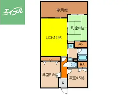 ラポール青山(3LDK/1階)の間取り写真