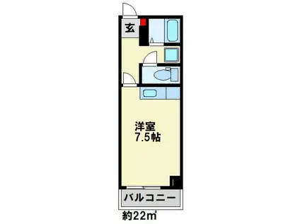 キャッツ八幡(1K/3階)の間取り写真