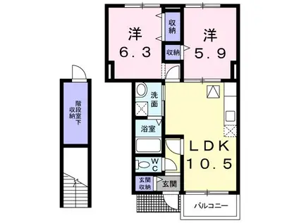 コンフォルターブルI(2LDK/1階)の間取り写真