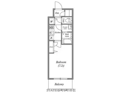 プランドール北浜(1K/5階)の間取り写真