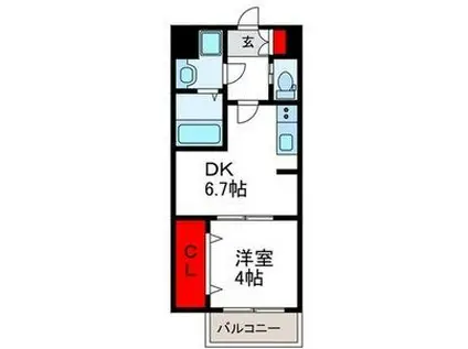 CHERRY BLOSSOM 五条通(1DK/15階)の間取り写真